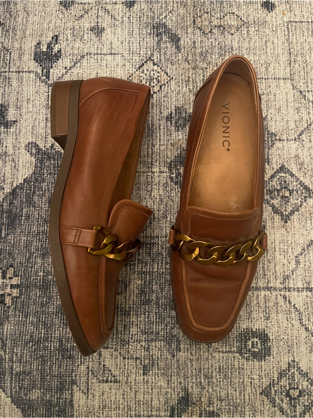 Vionic | Mizelle Leather Loafer Cognac Brown Gold Size 8.5